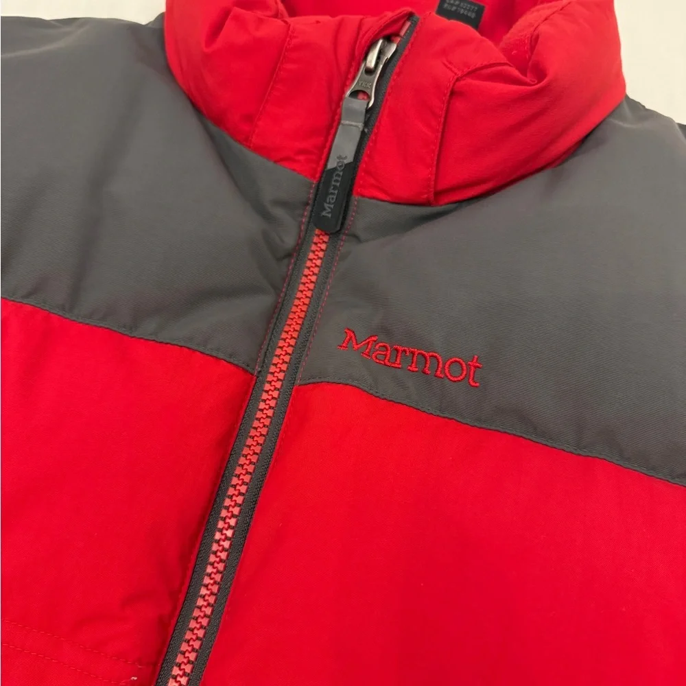 Marmot Red and Dark Gray Puffer Jacket - Picture 2 of 8